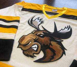 Custom Hockey Jerseys with a Moose Embroidered Twill Logo