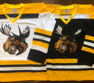 Custom Hockey Jerseys with a Moose Embroidered Twill Logo