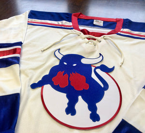 Custom Hockey Jerseys with a Bull Embroidered Twill Logo
