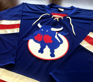 Custom Hockey Jerseys with a Bull Embroidered Twill Logo