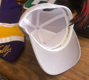Flex-Fit Hat with a Hawk embroidered twill logo $39 (White / White)
