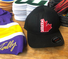 Load image into Gallery viewer, Flex-Fit Hat with a Team Canada style crest / logo $39 (Black)
