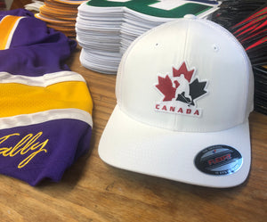 Flex-Fit Hat with a Team Canada crest / logo $39 (White / White)