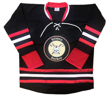Load image into Gallery viewer, Custom Hockey Jerseys with the Hitmen Hockey Embroidered Twill Logo
