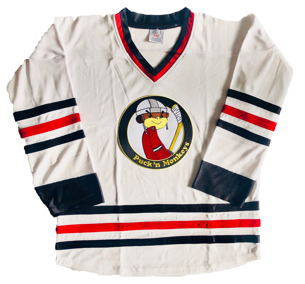 Custom Hockey Jerseys with the Puck'N Monkeys Twill Logo