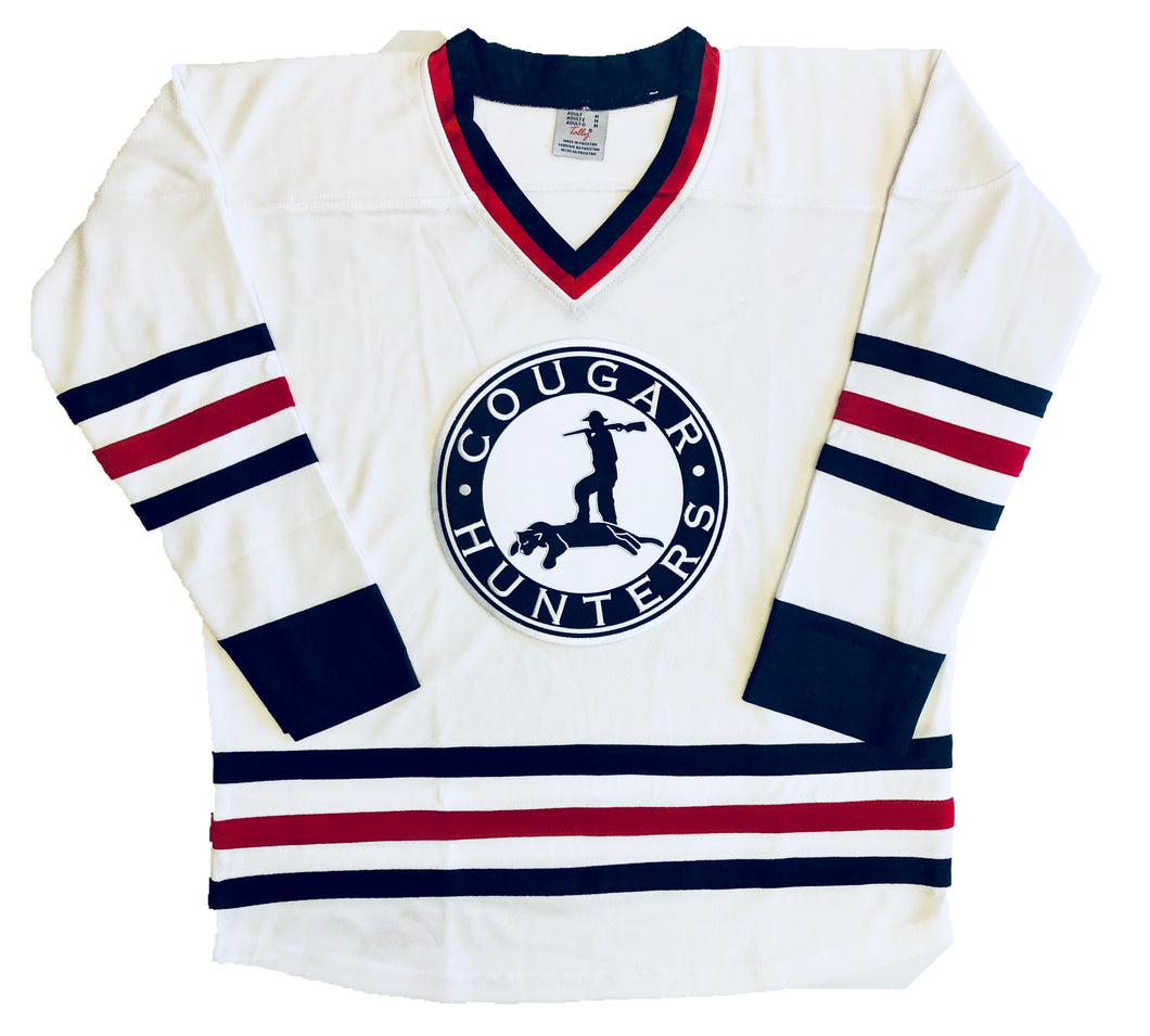 Custom Hockey Jerseys with the Cougar Hunters Twill Logo