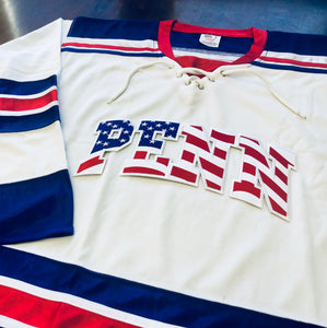 Custom Hockey Jerseys with a PENN Embroidered Twill Logo