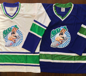Custom Hockey Jerseys with the Aeros Embroidered Twill Logo