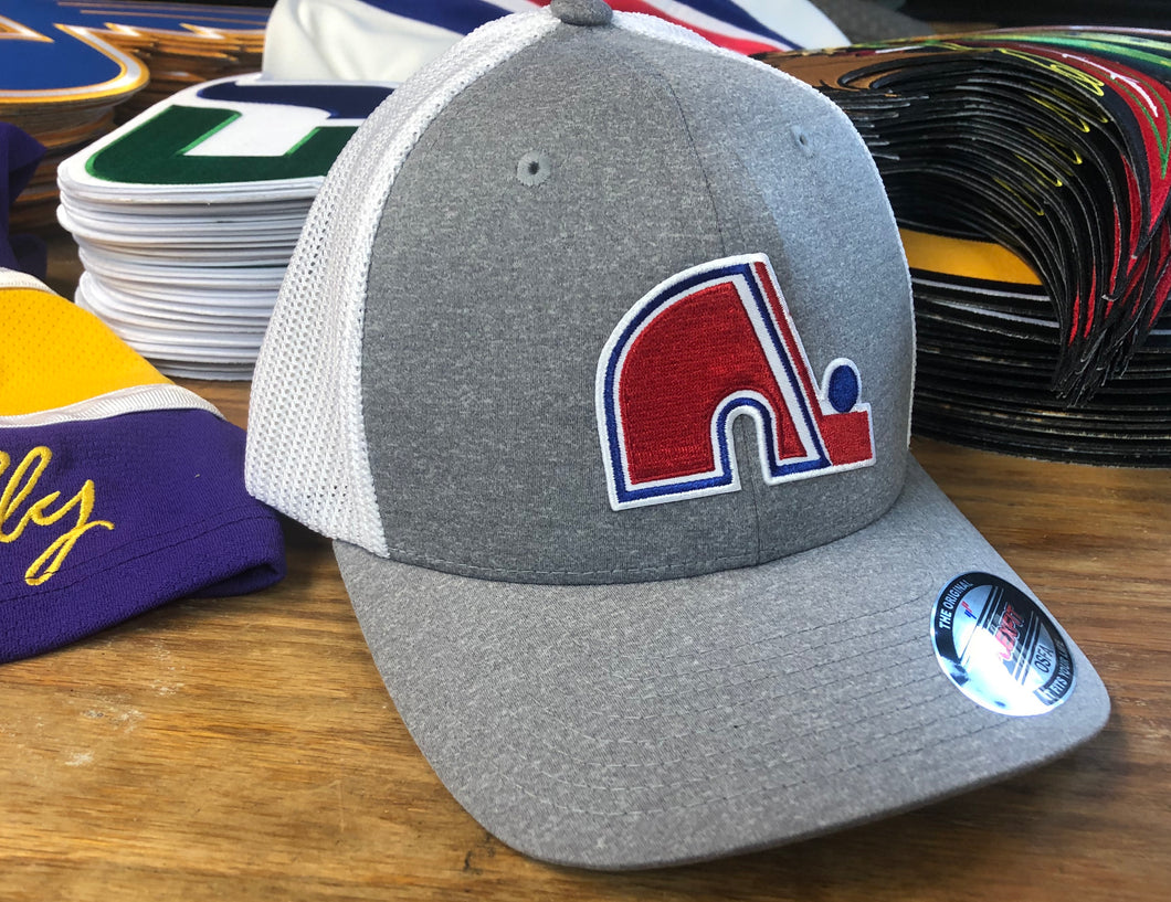 Flex-Fit Hat with a Nordiques style crest / logo $39 (Grey / White)