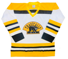 Load image into Gallery viewer, Custom Hockey Jerseys with a Tragically Hip and Bruin Twill Logo
