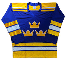 Load image into Gallery viewer, Custom Hockey Jerseys with a Team Sweden Embroidered Twill Crest
