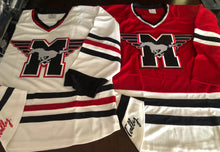 Load image into Gallery viewer, Custom hockey jerseys with the Mustangs logo
