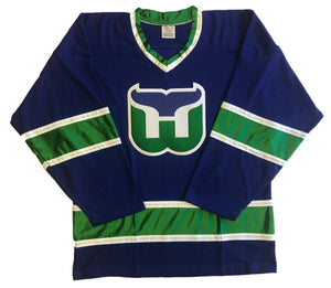 Custom hockey jerseys with the Whalers logo