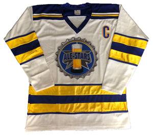 Custom hockey jerseys with the Ale-Stars crest