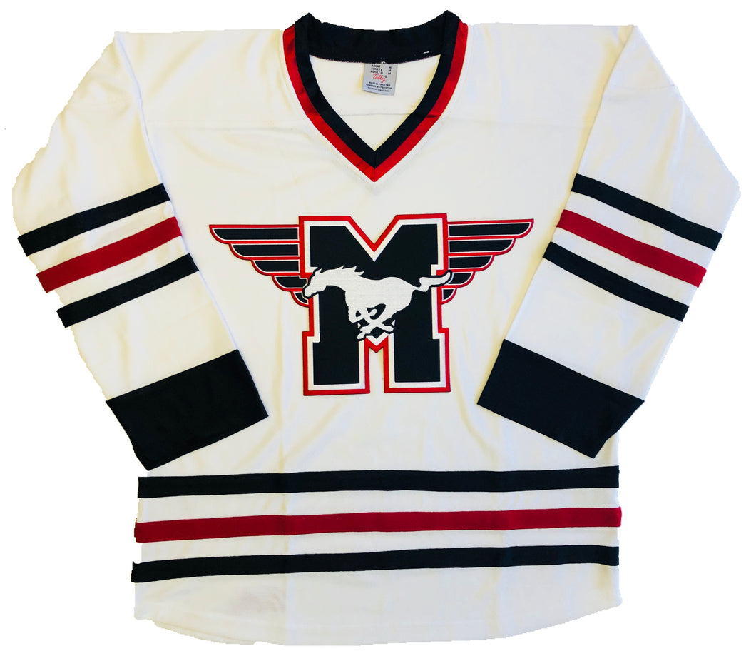 Custom Hockey jerseys with the Mustangs logo