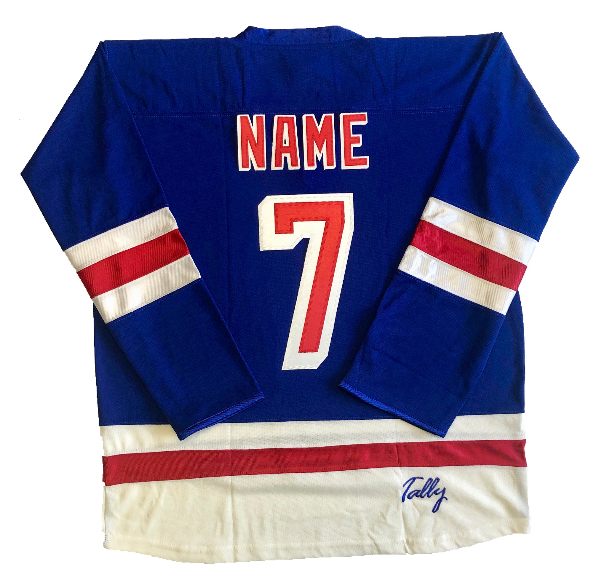 Custom Hockey Jerseys with A Nationals Twill Logo Adult Large / (Number on Back and Sleeves) / Blue