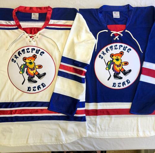Custom hockey jersey with the Skateful Dead team logo.