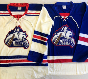 Custom hockey jerseys with the Polar Beers logo
