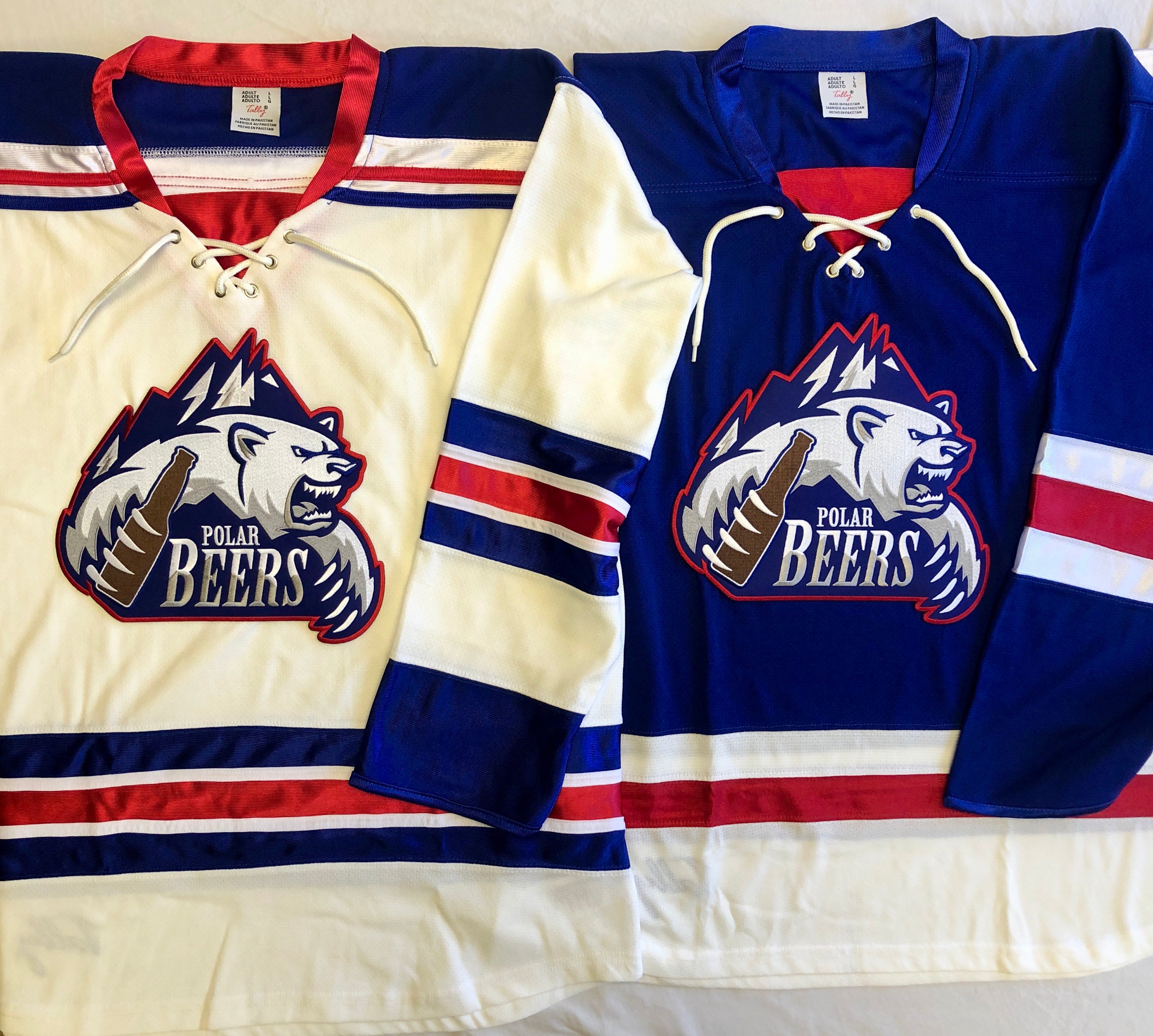Custom Hockey Jerseys with Purple and White Ale Stars Logo Adult XL / (Number on Back and Sleeves) / White
