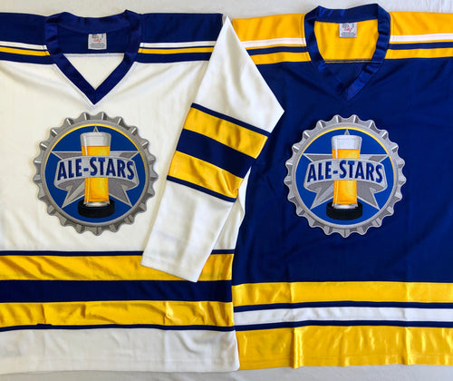 Custom hockey jerseys with the Ale-Stars crest