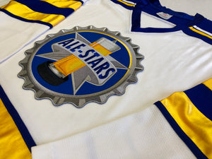Custom hockey jerseys with the Ale-Stars crest