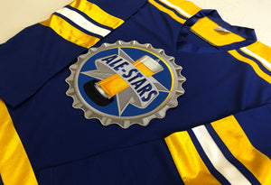 Custom hockey jerseys with the Ale-Stars crest