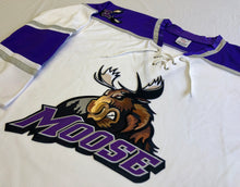 Load image into Gallery viewer, Custom hockey jerseys with the Moose logo
