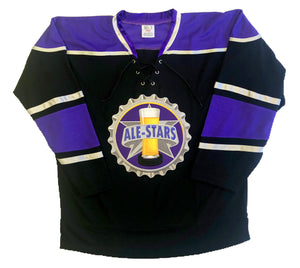 Custom hockey jerseys with the Ale-Stars embroidered twill crest