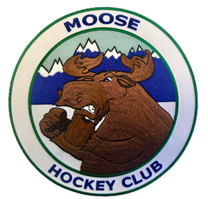 The Moose Hockey Club embroidered twill logo.