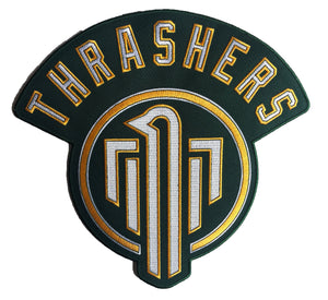 The Thrashers embroidered twill team logo.