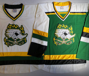 Custom hockey jerseys with Dirty Ducks logo