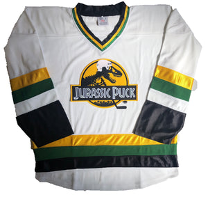 Custom hockey jerseys with the Jurassic Pucks logo