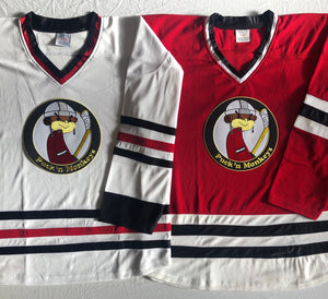 Custom hockey jerseys with the Puck'N Monkeys logo