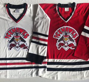 Custom hockey jerseys with the Icehawks logo