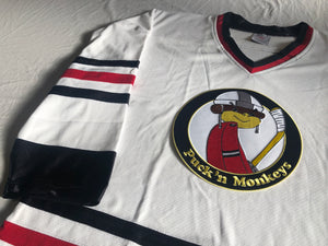 Custom hockey jerseys with the Puck'N Monkeys logo