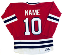Load image into Gallery viewer, Puck Podcast Hockey Jersey (Red) with your Name and Number

