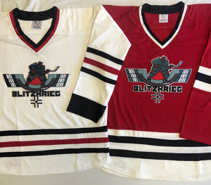 Custom hockey jerseys with Blitzkrieg logo