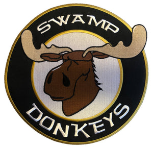 The Swamp Donkeys embroidered twill team logo.