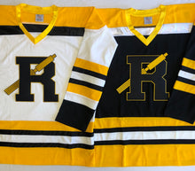 Load image into Gallery viewer, Custom hockey jersey with &quot;R&quot; embroidered twill team logo
